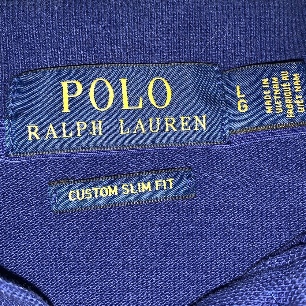 Polo by Ralph Lauren size large slim fit polo shirt blue w/large horse logo VGUC - Picture 15 of 15